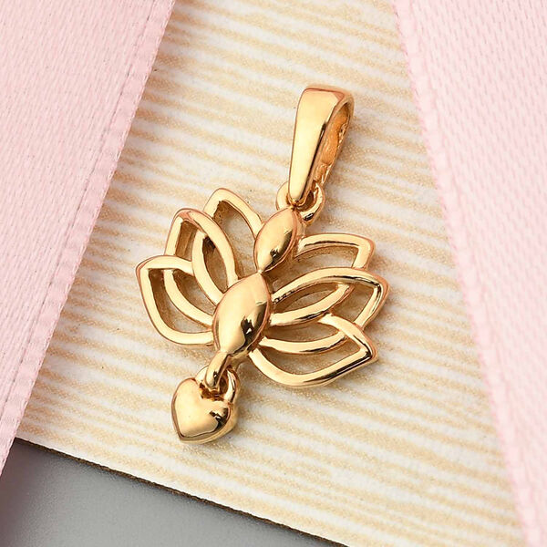 Lotusblume Yoga Herz Anh&auml;nger 925 Silber vergoldet image number 2