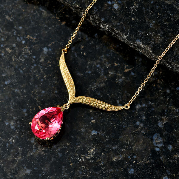 EVER TRUE Sunset Quarz Triplette Halskette ca. 50 cm Nickelfreies Messing, goldfarben ca. 8,82 ct. image number 1