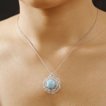 Larimar, himmelblauer Topas und Zirkon Anh&auml;nger - 8,91 ct.