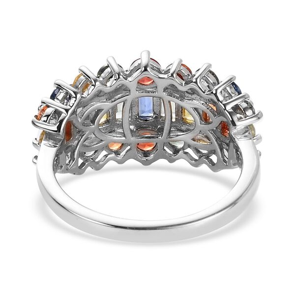 Mehrfarbig Saphir Cluster Ring 925 Silber Platin-&Uuml;berzug image number 7