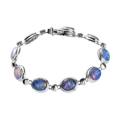Boulder Opal Triplette Armband, ca. 19 cm, 925 Silber platiniert ca. 15.80 ct image number 0