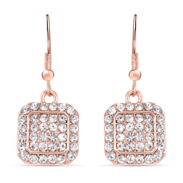 2er Set - Weißer Kristall Armband und Ohrringe, rosefarben image number 5