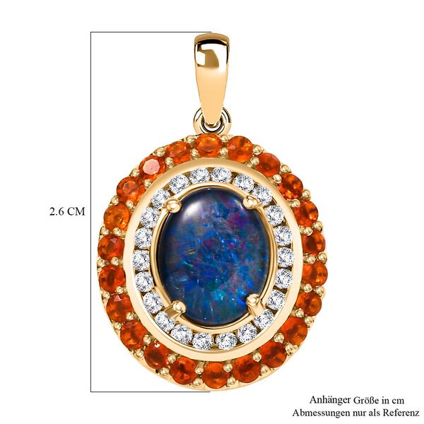 Boulder Opal Triplett, Feueropal und Zirkon-Anh&auml;nger - 2,58 ct. image number 5
