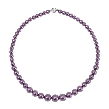 Lila Muschelkernperle Halskette ca. 50 cm Reiner Edelstahl