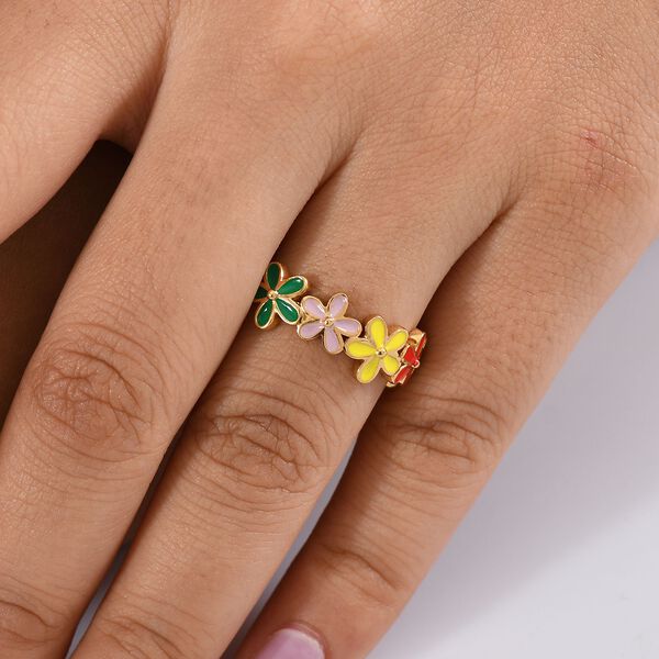 GP Italian Garden Kollektion- Floraler, emaillierter Kanchanaburi blauer Saphir Ring image number 3