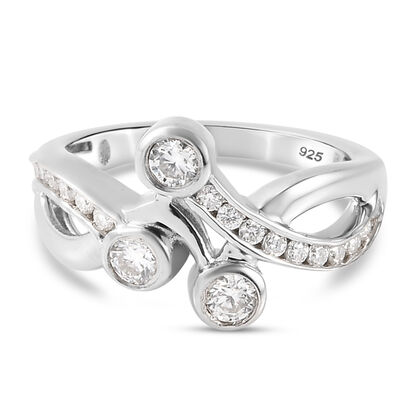 88 Facetten Moissanit Ring 925 Silber platiniert (Größe 16.00) ca. 0,63 ct