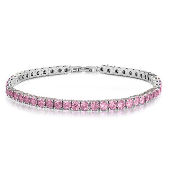 Rosa Zirkonia Armband ca. 19 cm Nickelfreies Messing