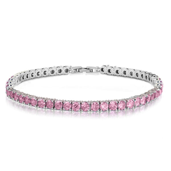 Rosa Zirkonia Armband ca. 19 cm Nickelfreies Messing