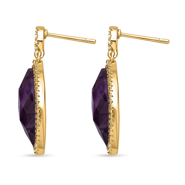 Afrikanischer Amethyst, Wei&szlig;e Zirkonia Ohrringe, ca. 13.00 ct image number 3