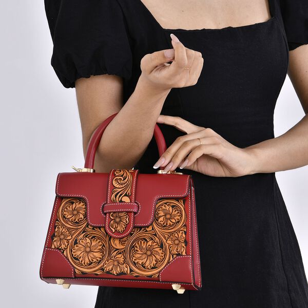 Grand Pelle  - Echtleder Handtasche, bordeaux rot image number 10