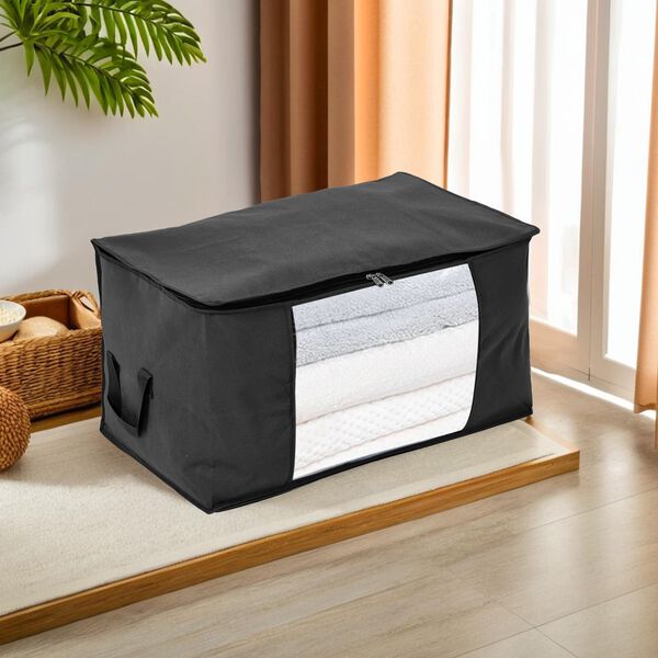 3er-Set Aufbewahrungsboxen mit Sichtfenster, 60x30x45cm, Schwarz image number 2