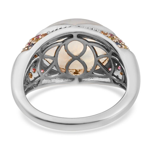 Regenbogen Mondstein und mehrfarbiger Saphir-Ring, 925 Silber  ca. 9,06 ct image number 7