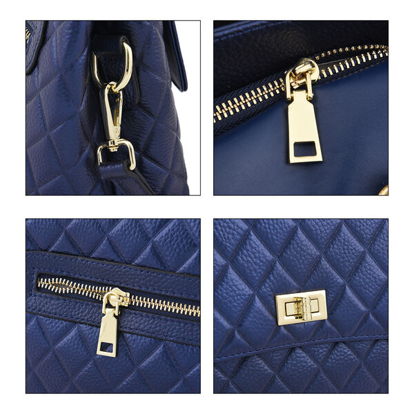 LA MAREY Crossbody Tasche aus 100% echtem Leder mit RFID Schutz und abnehmbarem Riemen, Blau image number 5