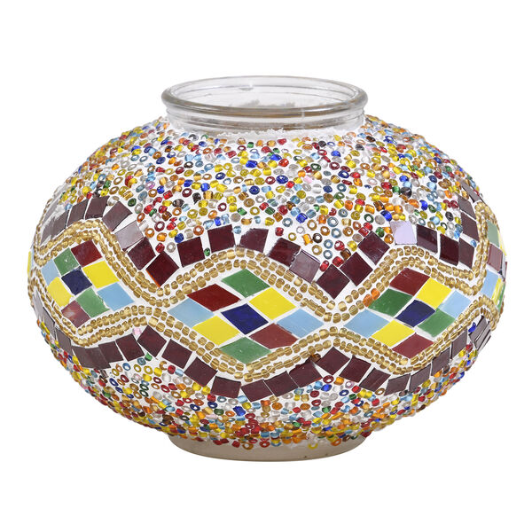 Handgefertigte, orientalische Mosaikglas Tischlampe in Weinkrugform, Größe 18x18x34 cm, Wellen image number 4