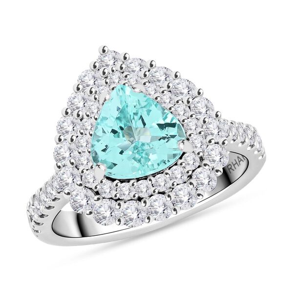 CHAIRMAN VAULT COLLECTION - AAAA Paraiba Turmalin, Wei&szlig;er Diamant Ring, zertifiziert und gepr&uuml;ft, 950 Platin (Gr&ouml;&szlig;e 17.00) ca. 2.90 ct