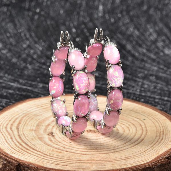 Rosa simulierte Opal-Inside-Out-Creolen image number 2