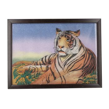 Handgefertigte Edelstein Tiger-Malerei 32x24cm, Tiger