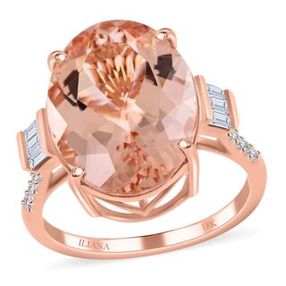 Iliana AAA Marropino Morganite, Wei&szlig;er Diamant Ringe 750 Gold (Gr&ouml;&szlig;e 17.00) ca. 10,10 ct