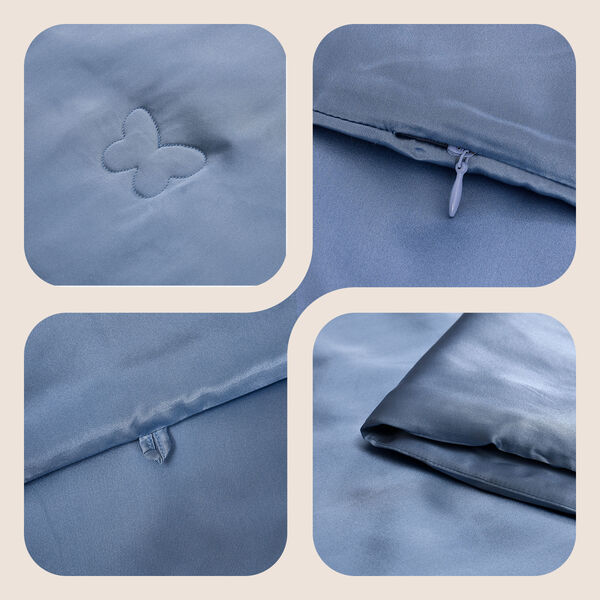 Serenity Night 100% Maulbeerseide Seidendecke mit 350gsm Seidenf&uuml;llung, 135x200cm, Blau image number 3