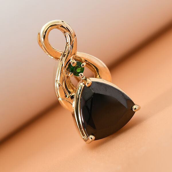 Elite Shungit und Nat&uuml;rlicher Chromdiopsid Anh&auml;nger 925 Silber vergoldet ca. 2,31 ct image number 3