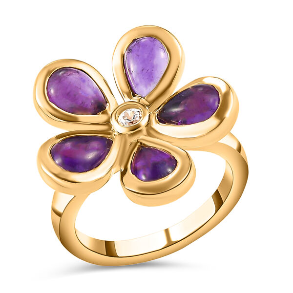 Afrikanischer Amethyst und Zirkon-Ring, 925 Silber vergoldet  ca. 4,18 ct image number 4