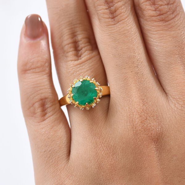 D'Joy Smaragd Triplett Quarz und Zirkon Ring - 4 ct. image number 3