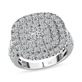 LUSTRO STELLA - Wei&szlig;er Zirkonia Ring, 925 Silber platiniert (Gr&ouml;&szlig;e 19.00)