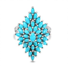 Amerikanischer, natürlicher Sleeping Beauty Türkis-Ring, 925 Silber platiniert  ca. 3,61 ct