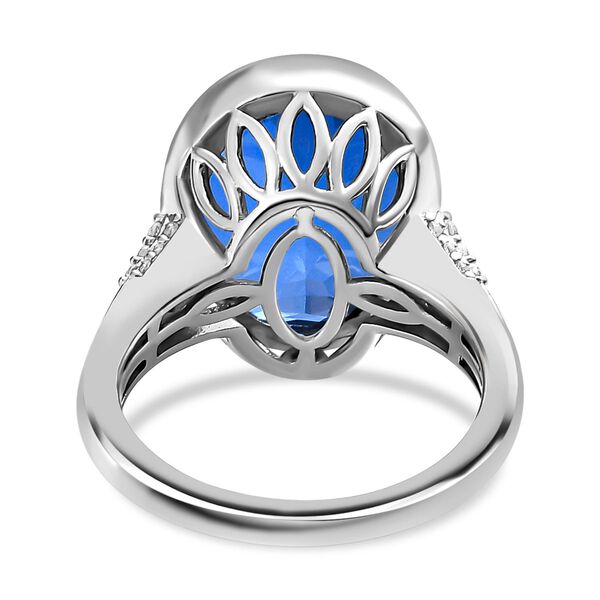 Ceylonfarbener Quarz und Zirkon-Ring, 925 Silber platiniert - 9,29 ct.  image number 6