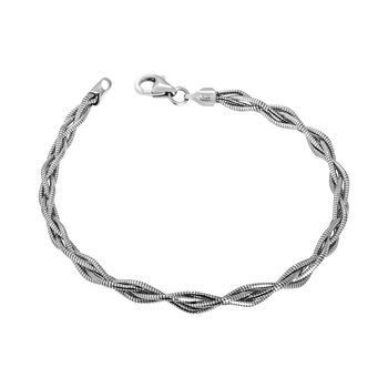 Italienisches Feder-Omega-Armband, ca. 19 cm, 925 Silber rhodiniert ca. 5,79g