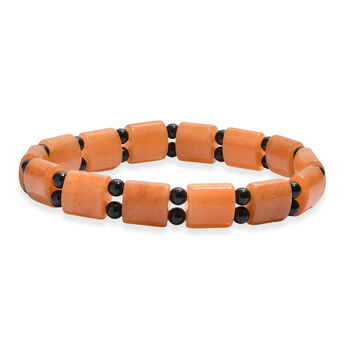 Flexibles rotes Aventurin und schwarzes Spinell Armband - 102 ct.