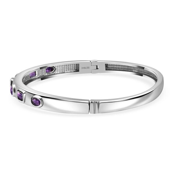 Afrikanischer Amethyst Armreif ca. 19 cm Edelstahl ca. 1.70 ct image number 3