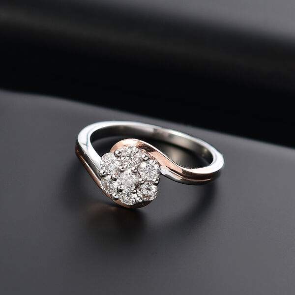 Moissanit Ring, 925 Silber platiniert und rosévergoldet - 0,56 ct. image number 1