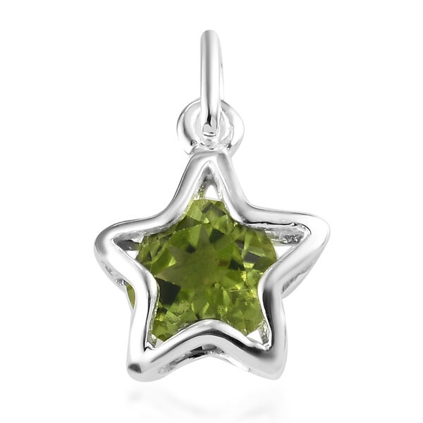 Nat&uuml;rlicher Peridot Stern-Anh&auml;nger, 925 Silber ca. 1,40 ct