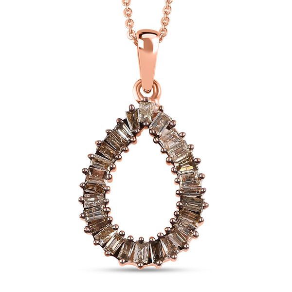 Nat&uuml;rlicher Champagner-Diamant-Anh&auml;nger mit 50cm Kette - 0,50 ct.