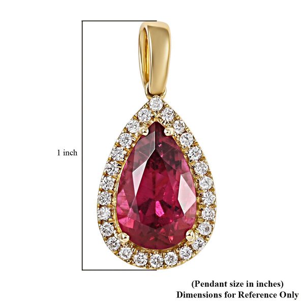 ILIANA AAA Rubellit und Diamant Anh&auml;nger in 750 Gelbgold - 2,70 ct. image number 4