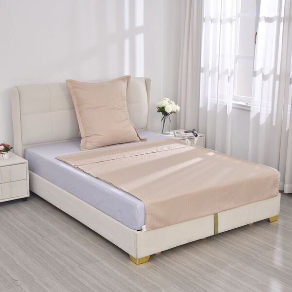 Bettw&auml;sche-Set aus 80% Baumwolle mit Satin-Streifen, 135 x 200 cm und 80 x 80 cm, Beige