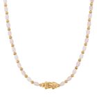 Rosenquarz Pixiu Halskette, ca. 45cm + 5cm extender, gelb vergoldet ca. 50.00 ct