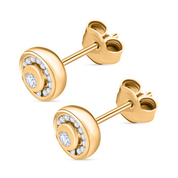 LUXURIANT SI-GH Labor Diamant Ohrringe, 925 Silber Gelbgold Vermeil - 0,25 ct.