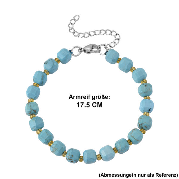 Blauer Howlit, Glas Armband, flexibel, 316L Edelstahl 58.00 ct image number 5
