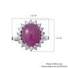 Natürlicher, rosa Saphir und weißer Zirkon-Ring, 925 Silber platiniert (Größe 17.00) ca. 8,34 ct image number 4