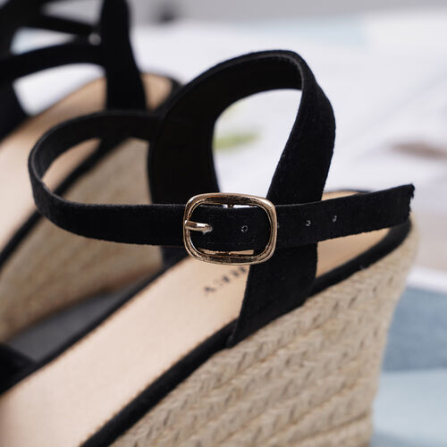 LA MAREY: Espadrilles mit Keilabsatz, Schwarz image number 1