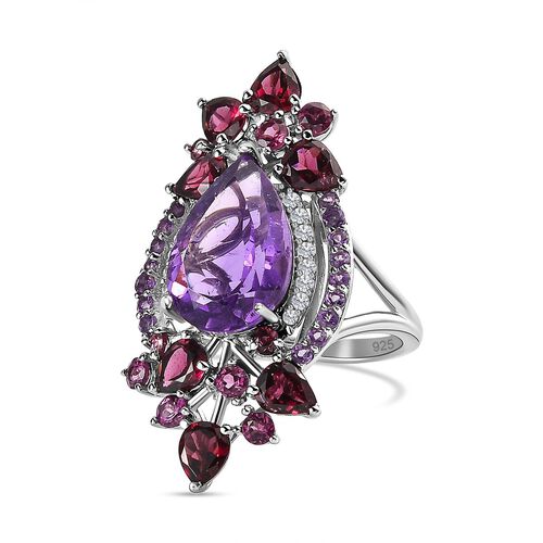 AA afrikanischer Amethyst, Rhodolith Granat und Zirkon-Ring - 8,64 ct. image number 0
