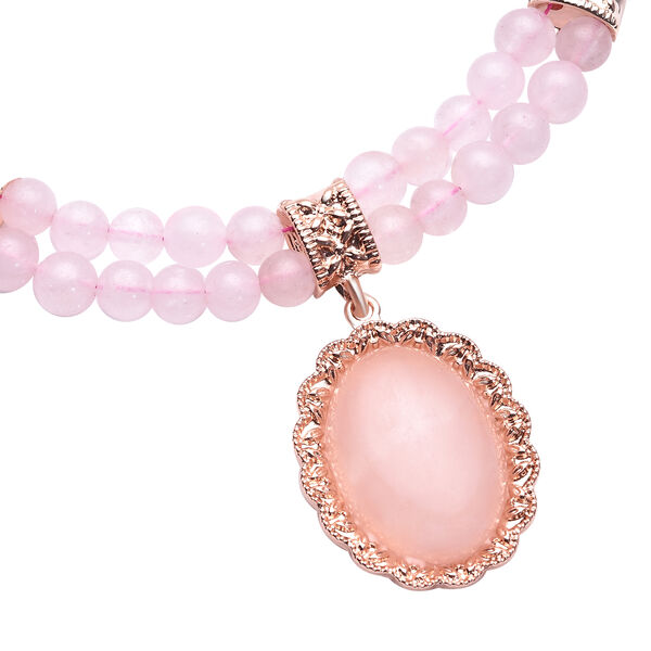 Rosenquarz Perlen-Halskette in Silberton, 45 cm, 140,50 ct. image number 3