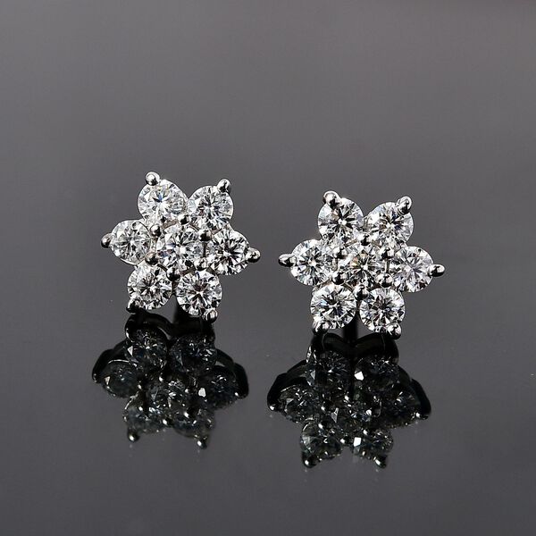 EF Moissanit Ohrringe 925 Silber platiniert ca. 0,58 ct. image number 2