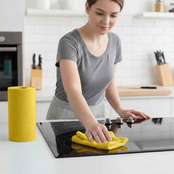 Wiederverwendbare Abrei&szlig;-Mikrofaserrolle, 30x30cm, Gelb image number 2