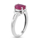 Afrikanischer Rubin und Diamant Solitär Ring 925 Silber Platin-Überzug image number 4