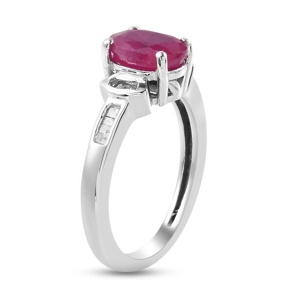 Afrikanischer Rubin und Diamant Solit&auml;r Ring 925 Silber Platin-&Uuml;berzug image number 6