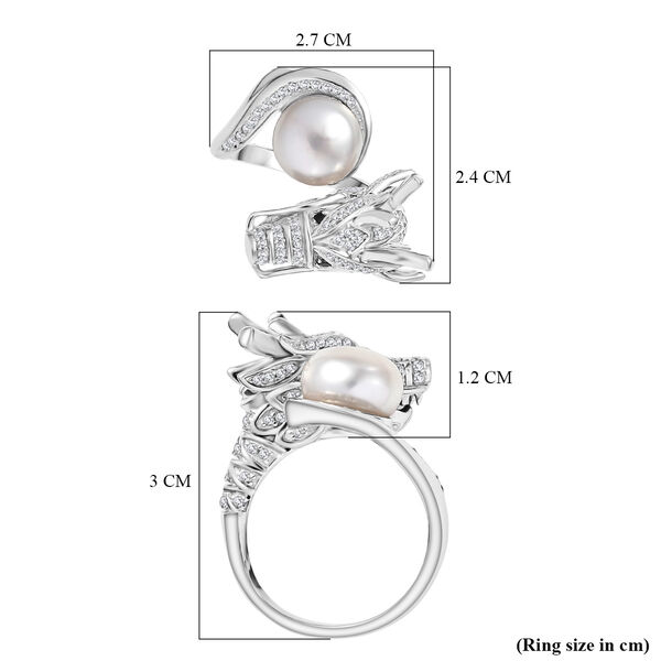 EverTrue S&uuml;&szlig;wasser Perle, schwarzer Spinell und Zirkon Ring image number 7