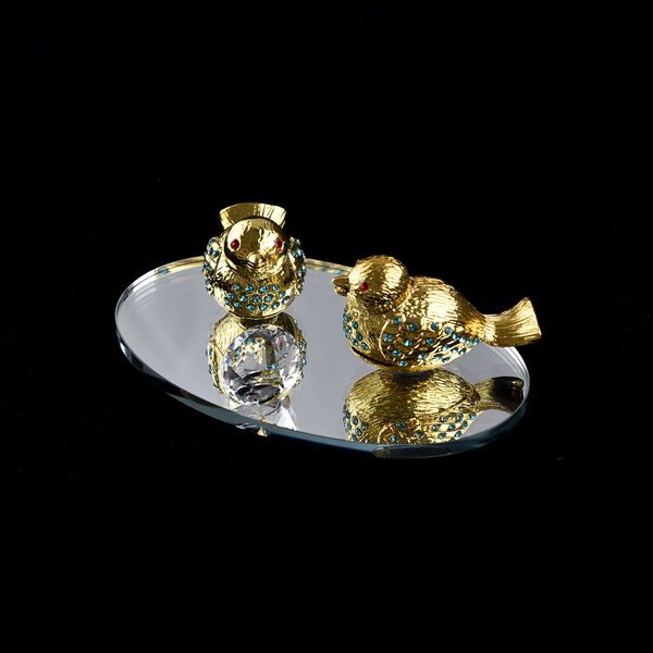 The 5th Season - Kristall-V&ouml;gel auf verspiegeltem St&auml;nder, Gold image number 3